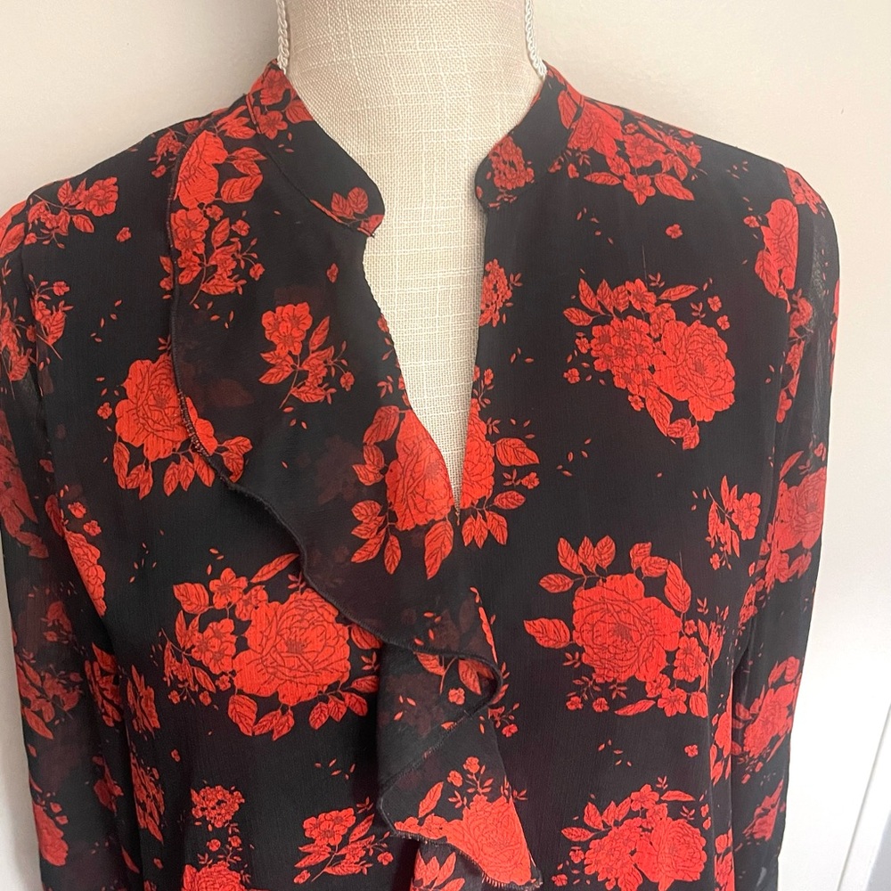 Zara Black and Red Floral Dress - Picture 7 of 10